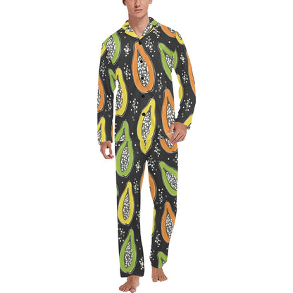Papaya Pattern Print Design PP05 Men's Long Sleeve Pajama Set