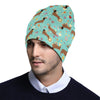 Dachshund with Floral Print Pattern Unisex Beanie