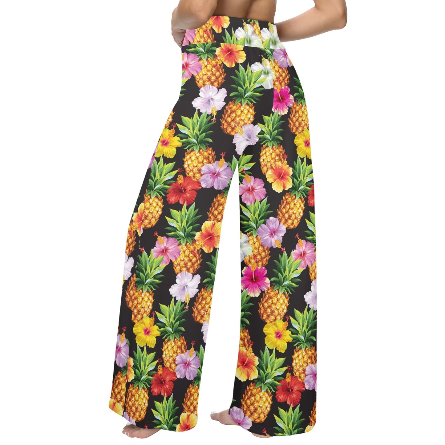 Pineapple Hibiscus Women's Wide Leg Lounge Pants