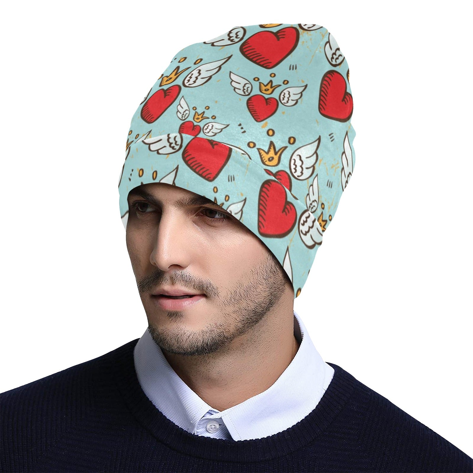 Angel Wings Heart Pattern Print Design 02 Unisex Beanie