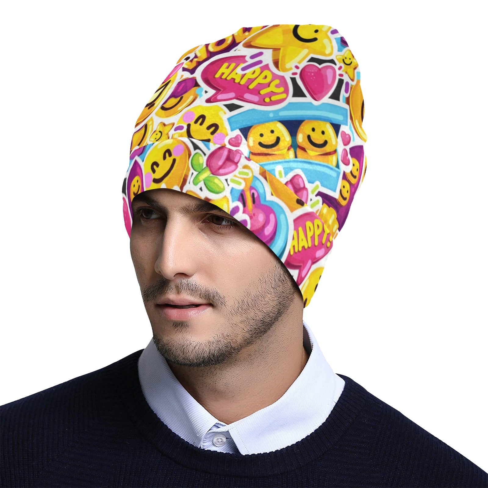 Emoji Sticker Print Pattern Unisex Beanie