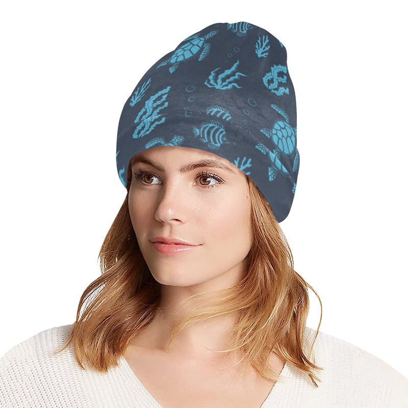 Sea Turtle Print Design LKS307 Unisex Beanie