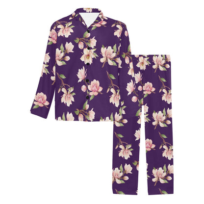 Magnolia Pattern Print Design MAG02 Men's Long Sleeve Pajama Set