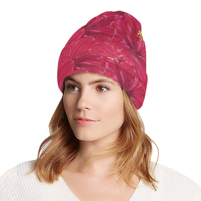 Hibiscus Red Pattern Print LKS308 Unisex Beanie