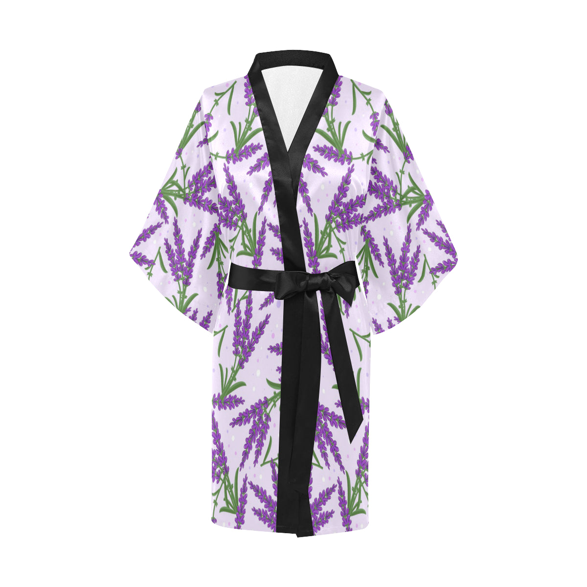 Lavender Pattern Print Design LV02 Women's Short Kimono