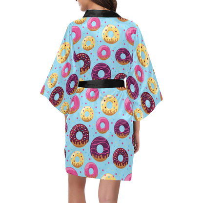 Donut Pattern Print Design DN07 Women's Short Kimono