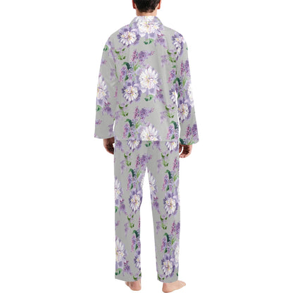 Lilac Pattern Print Design LI07 Men's Long Sleeve Pajama Set