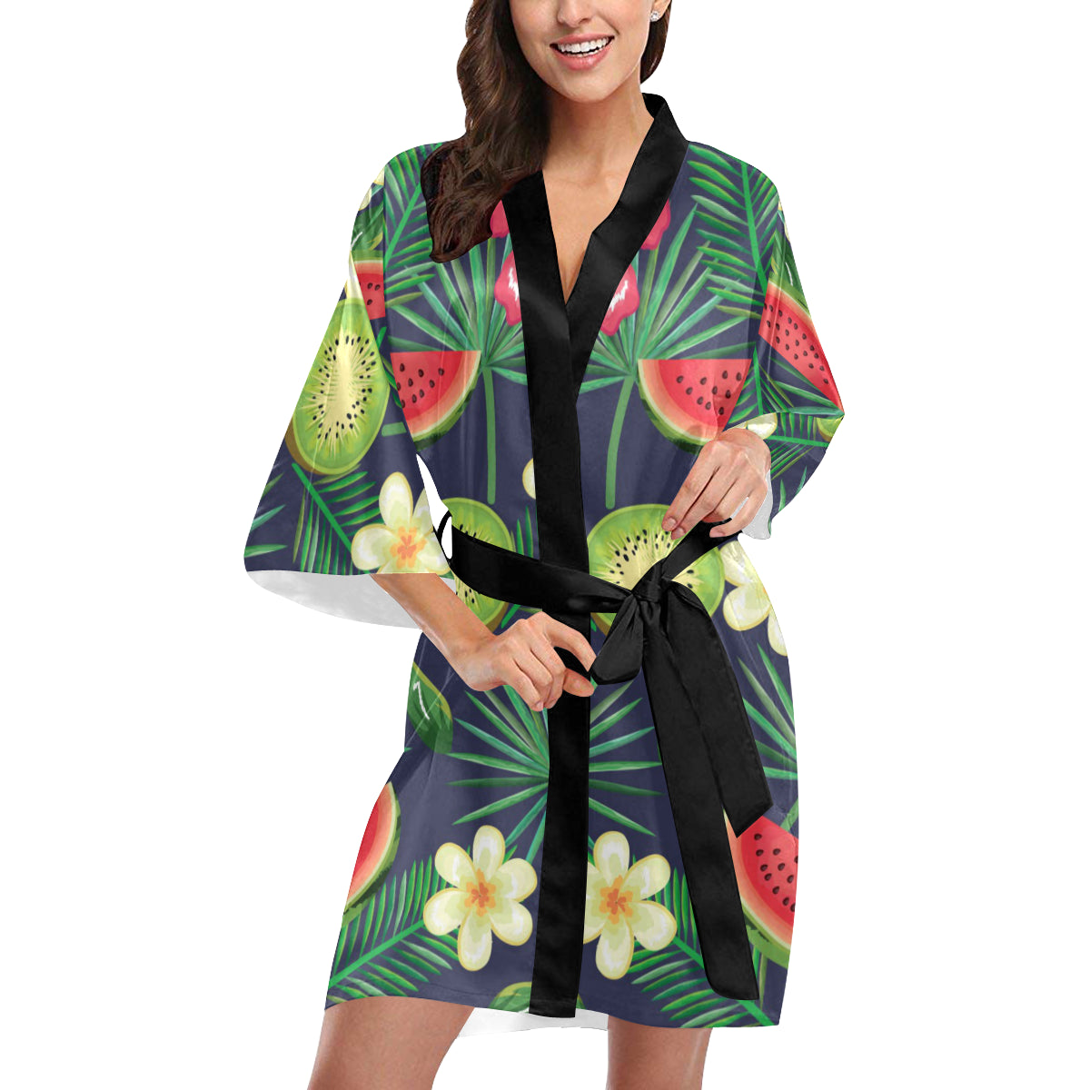 Tropical Fruits Pattern Print Design TF05 Women's Short Kimono