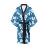 Hibiscus Pattern Print Design HB03 Women's Short Kimono