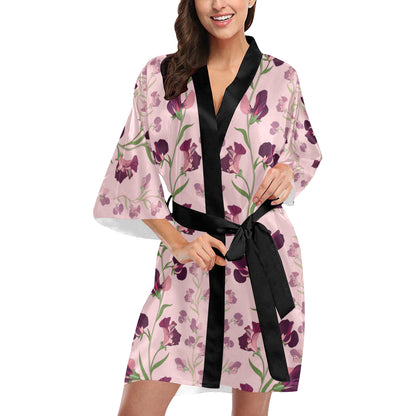Peony Pattern Print Design PE09 Women's Short Kimono