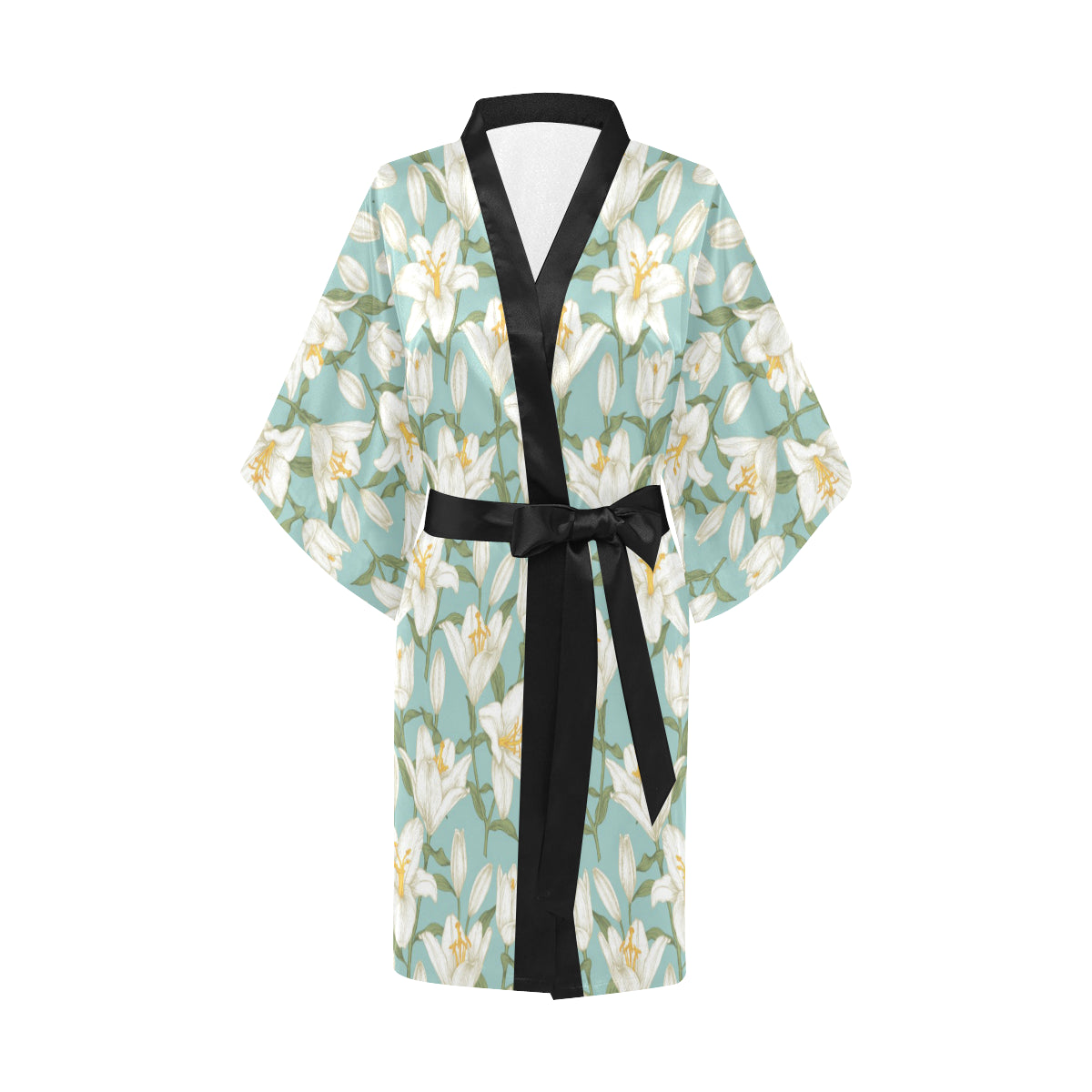 Lily Pattern Print Design LY09 Women's Short Kimono