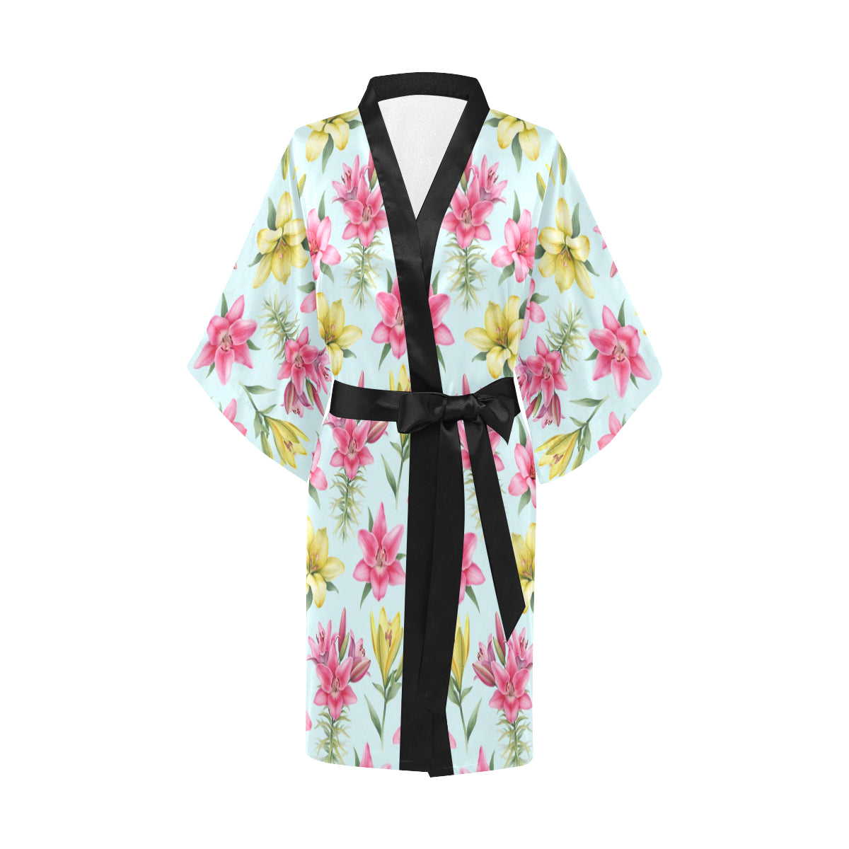 Lily Pattern Print Design LY010 Women's Short Kimono