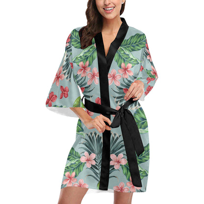 Plumeria Pattern Print Design PM027 Women's Short Kimono