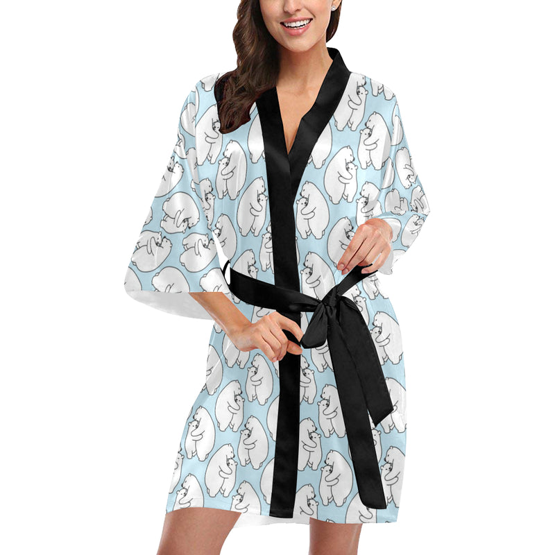 Polar Bear Pattern Print Design PB08 Women's Short Kimono