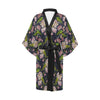 lotus Embroidered Pattern Print Design LO06 Women's Short Kimono