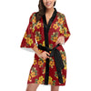 Orange Hibiscus Pattern Print Design HB026 Women's Short Kimono