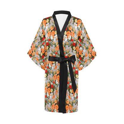 Lisianthus Pattern Print Design LT04 Women's Short Kimono
