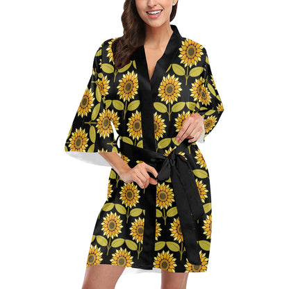 Sunflower Pattern Print Design SF015 Women's Short Kimono