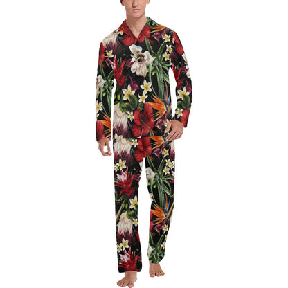 Summer Floral Pattern Print Design SF03 Men's Long Sleeve Pajama Set