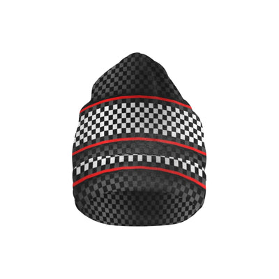 Checkered Flag Red Line Style Unisex Beanie