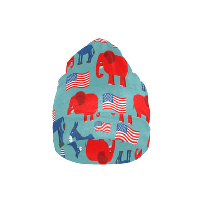 Donkey Red Elephant Pattern Print Design 03 Unisex Beanie