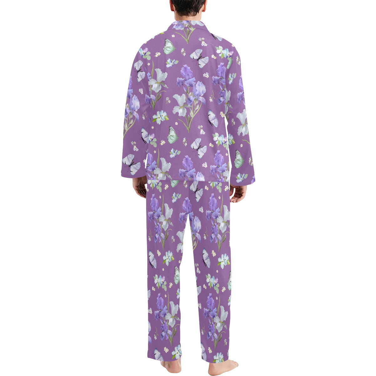 Iris Pattern Print Design IR09 Men's Long Sleeve Pajama Set