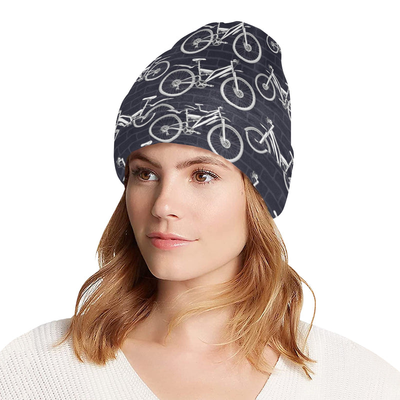 Mountain bike Pattern Print Design 02 Unisex Beanie