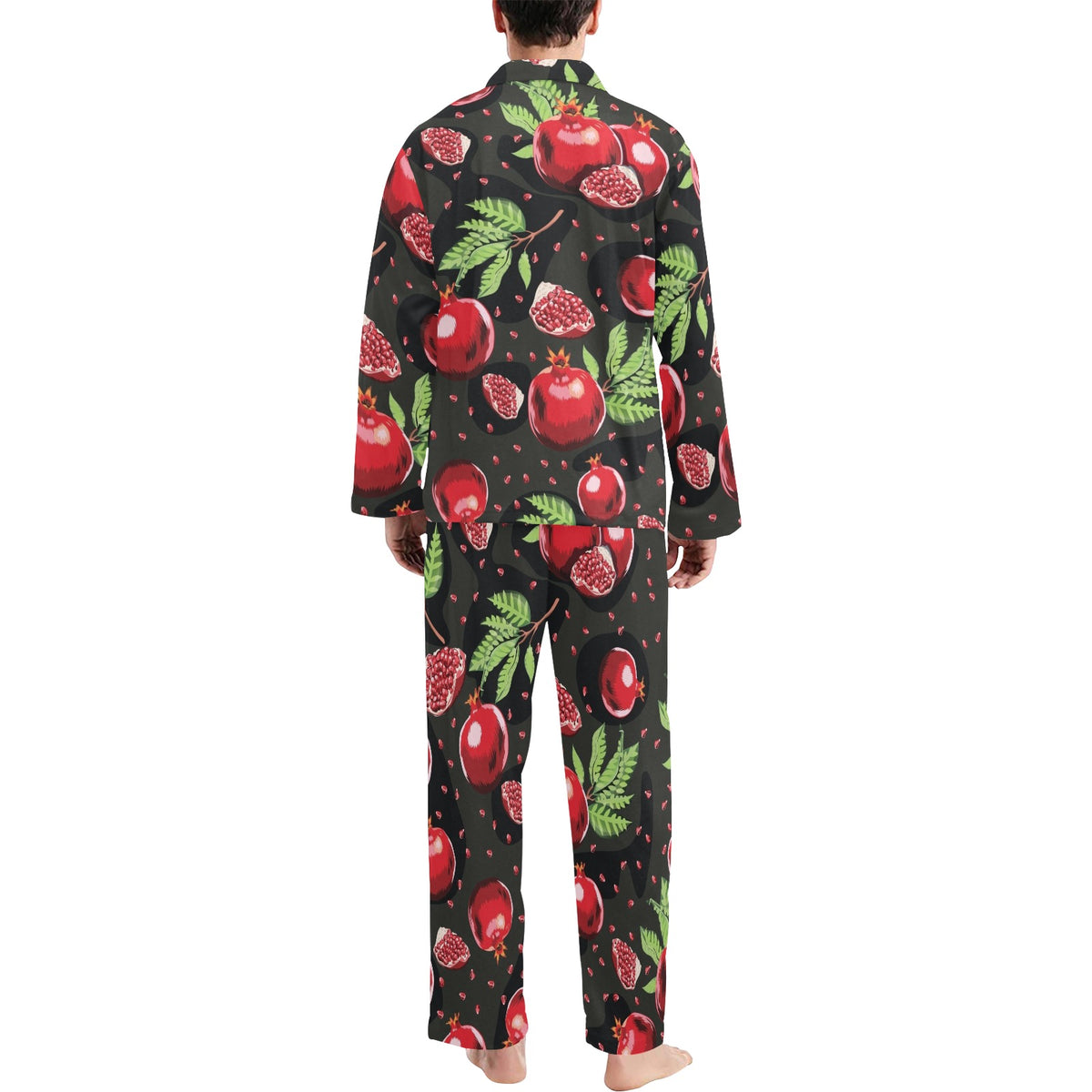 Pomegranate Pattern Print Design PG06 Men's Long Sleeve Pajama Set