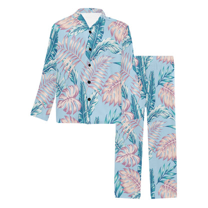 Tropical Flower Pattern Print Design TF01 Men's Long Sleeve Pajama Set