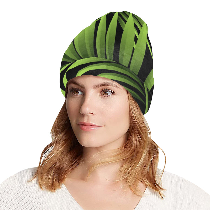 Green Neon Tropical Palm Leaves Unisex Beanie