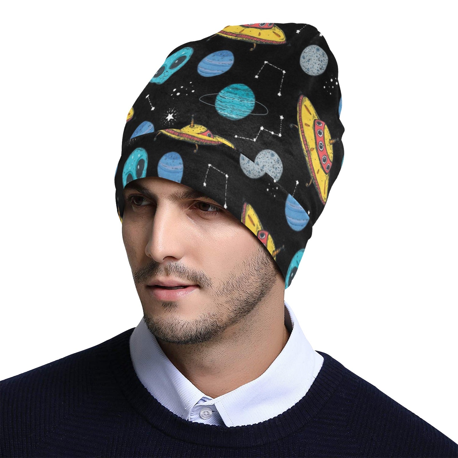 UFO Alien Print Design LKS306 Unisex Beanie