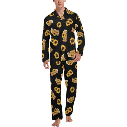 Sunflower Pattern Print Design SF016 Men's Long Sleeve Pajama Set