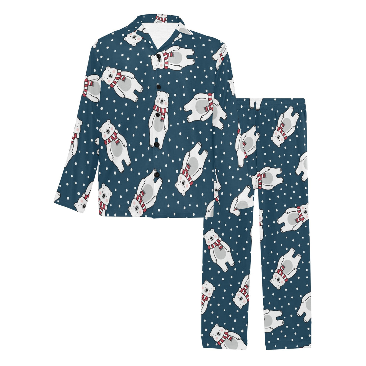 Polar Bear Pattern Print Design PB05 Men's Long Sleeve Pajama Set