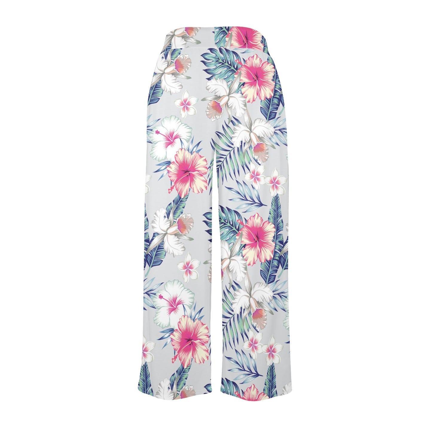 Hibiscus Print Women's Wide Leg Lounge Pants