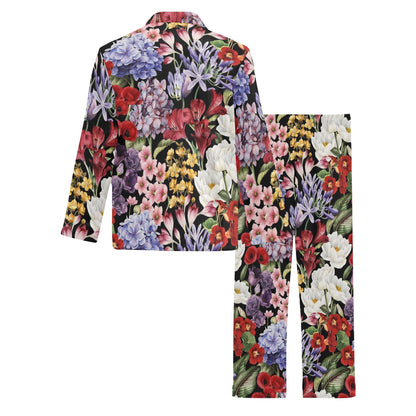 Summer Floral Pattern Print Design SF04 Men's Long Sleeve Pajama Set