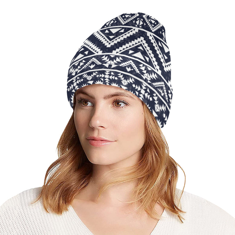 Blue White Tribal Aztec Unisex Beanie