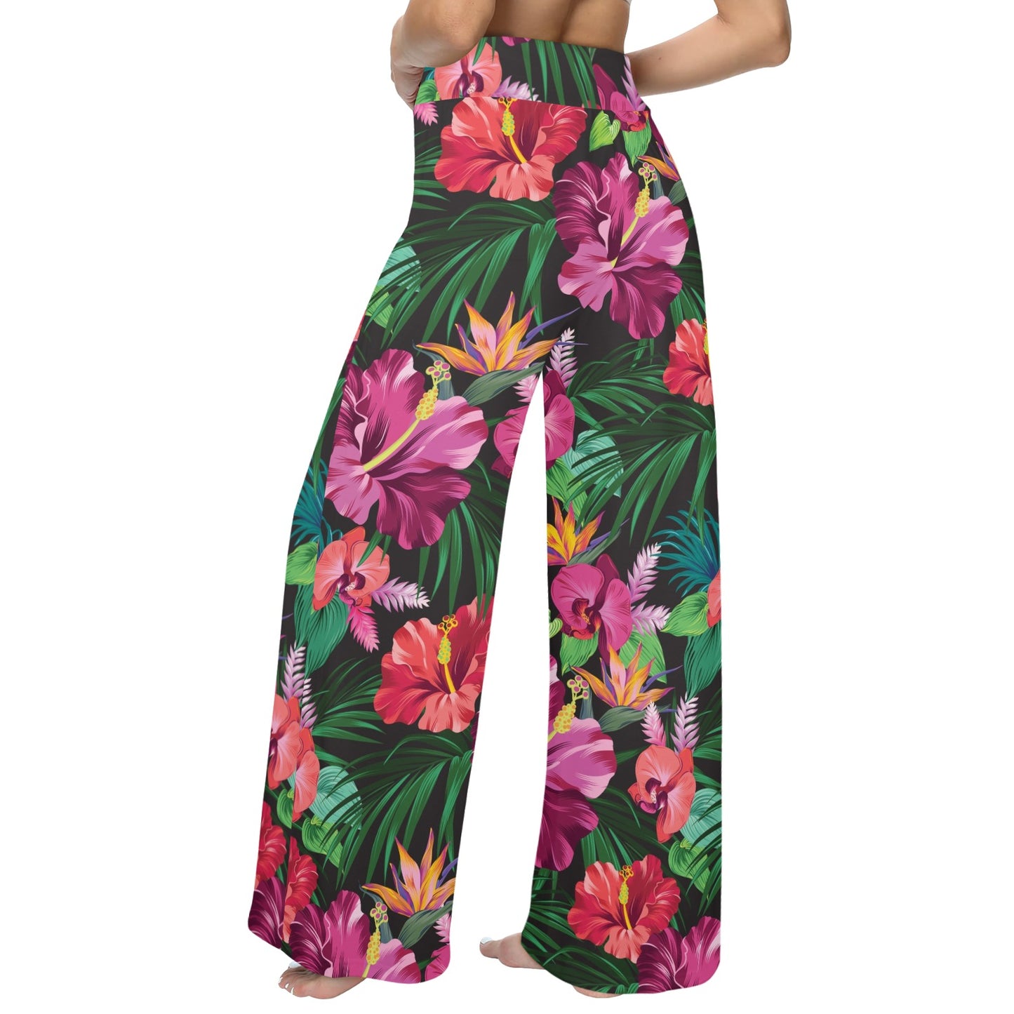 Hibiscus Hawaiian Design Print Pattern Women's Wide Leg Lounge Pants