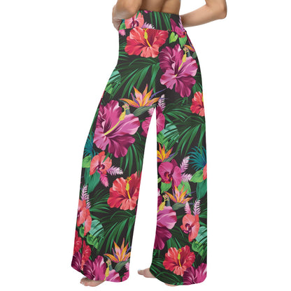 Hibiscus Hawaiian Design Print Pattern Women's Wide Leg Lounge Pants