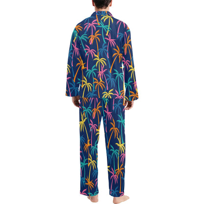 Palm Tree Pattern Print Design PT013 Men's Long Sleeve Pajama Set