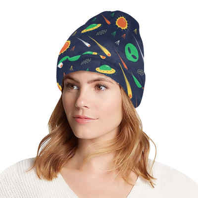 Alien UFO Pattern Print Design 05 Unisex Beanie