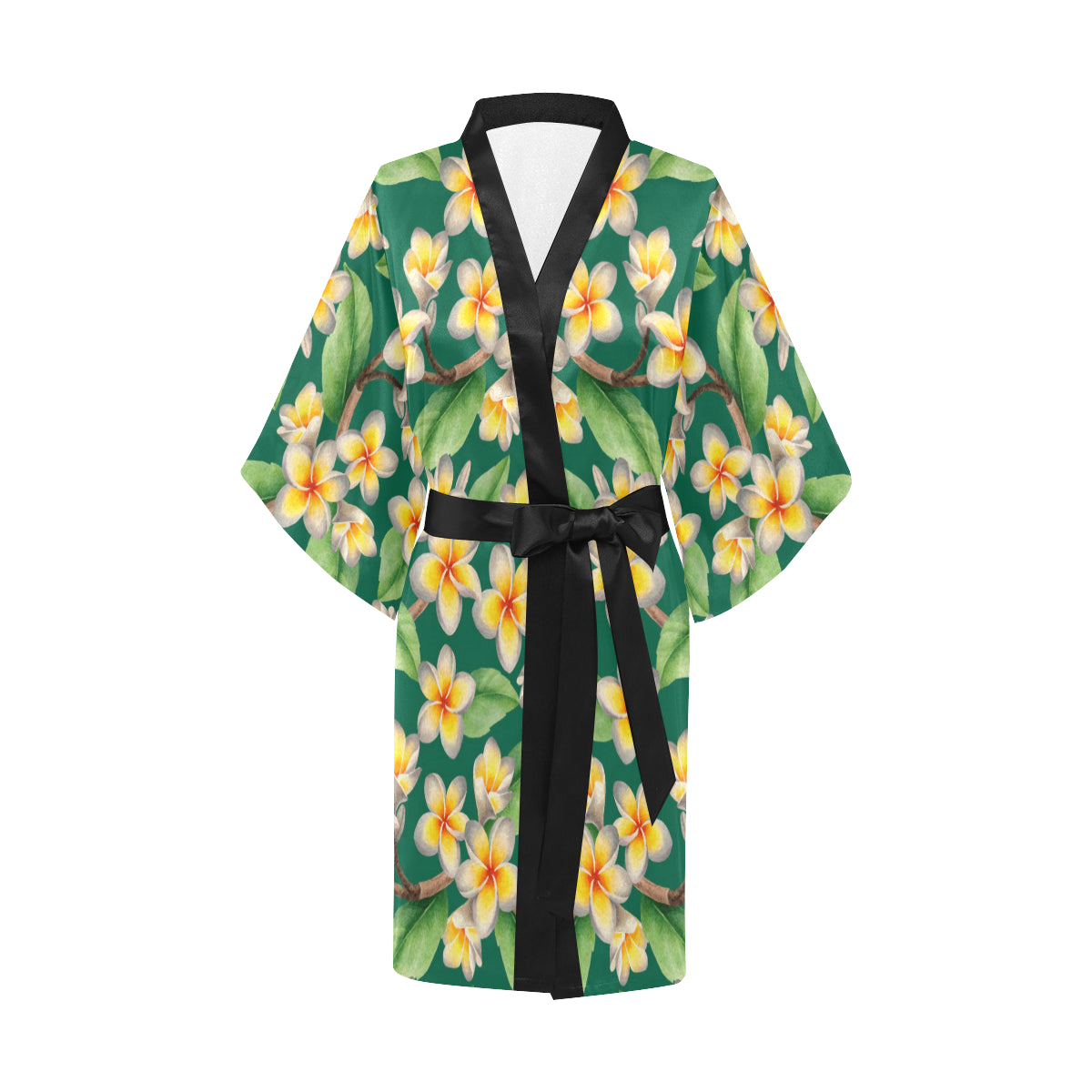 Plumeria Pattern Print Design PM07 Women's Short Kimono