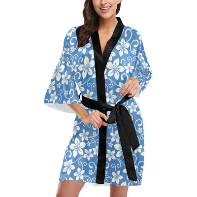 Hibiscus Pattern Print Design HB09 Women's Short Kimono