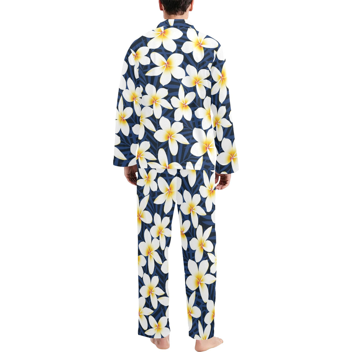 Plumeria Pattern Print Design PM026 Men's Long Sleeve Pajama Set