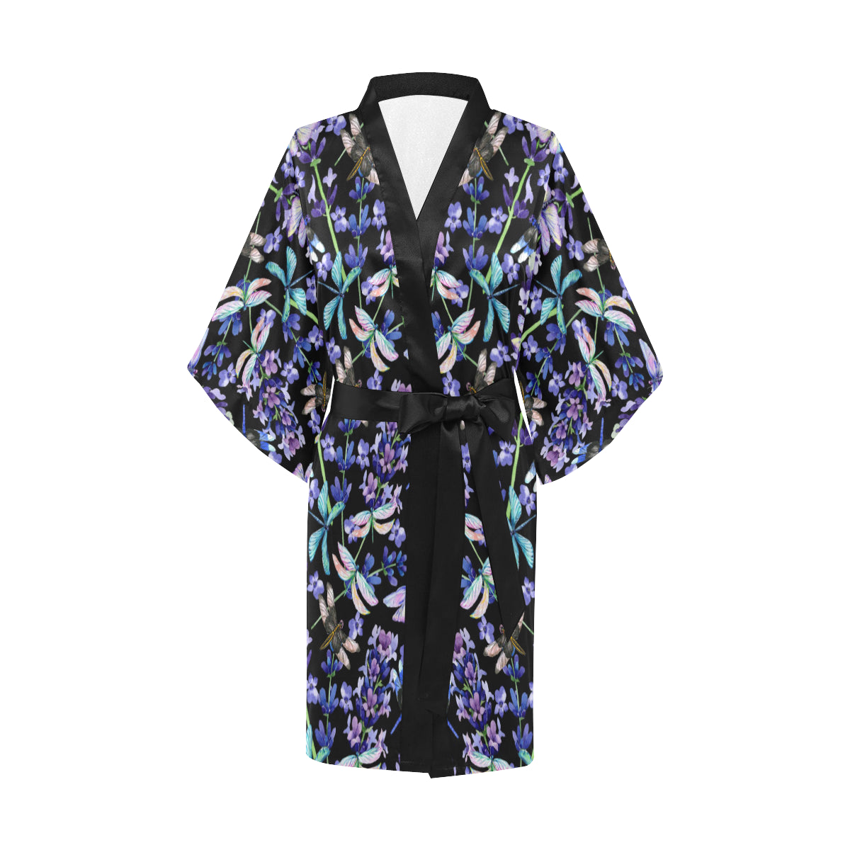 Lavender Dragonfly Pattern Print Design LV03 Women's Short Kimono