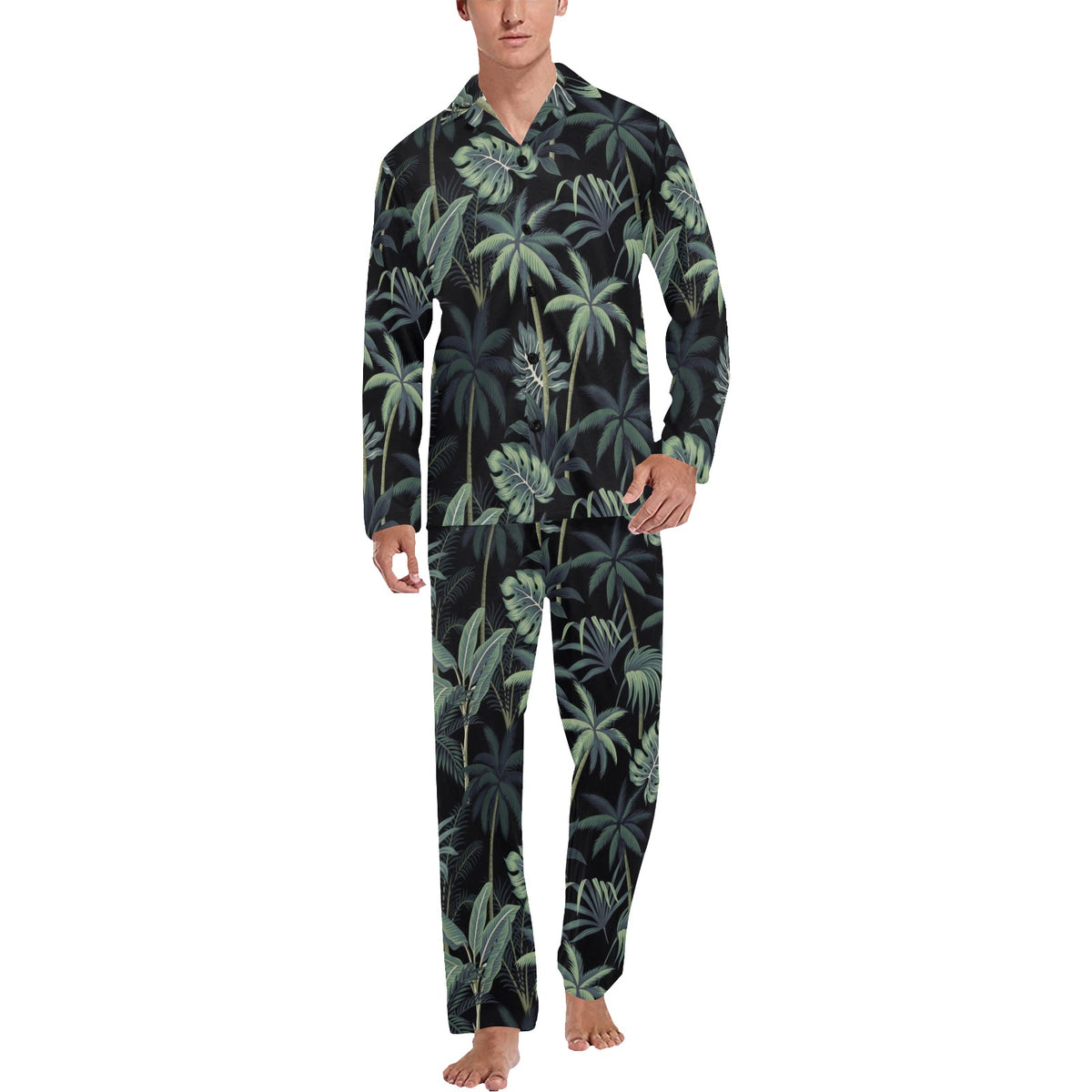 Rainforest Pattern Print Design RF02 Men's Long Sleeve Pajama Set