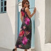 Hibiscus Pattern Print Design HB014 Sleeveless Long Dress