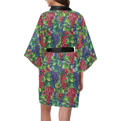 Grape Pattern Print Design GP02 Women's Short Kimono