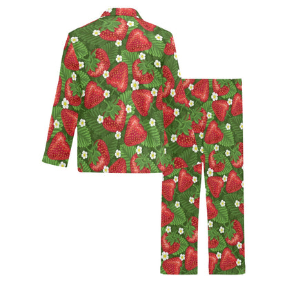 Strawberry Pattern Print Design SB05 Men's Long Sleeve Pajama Set