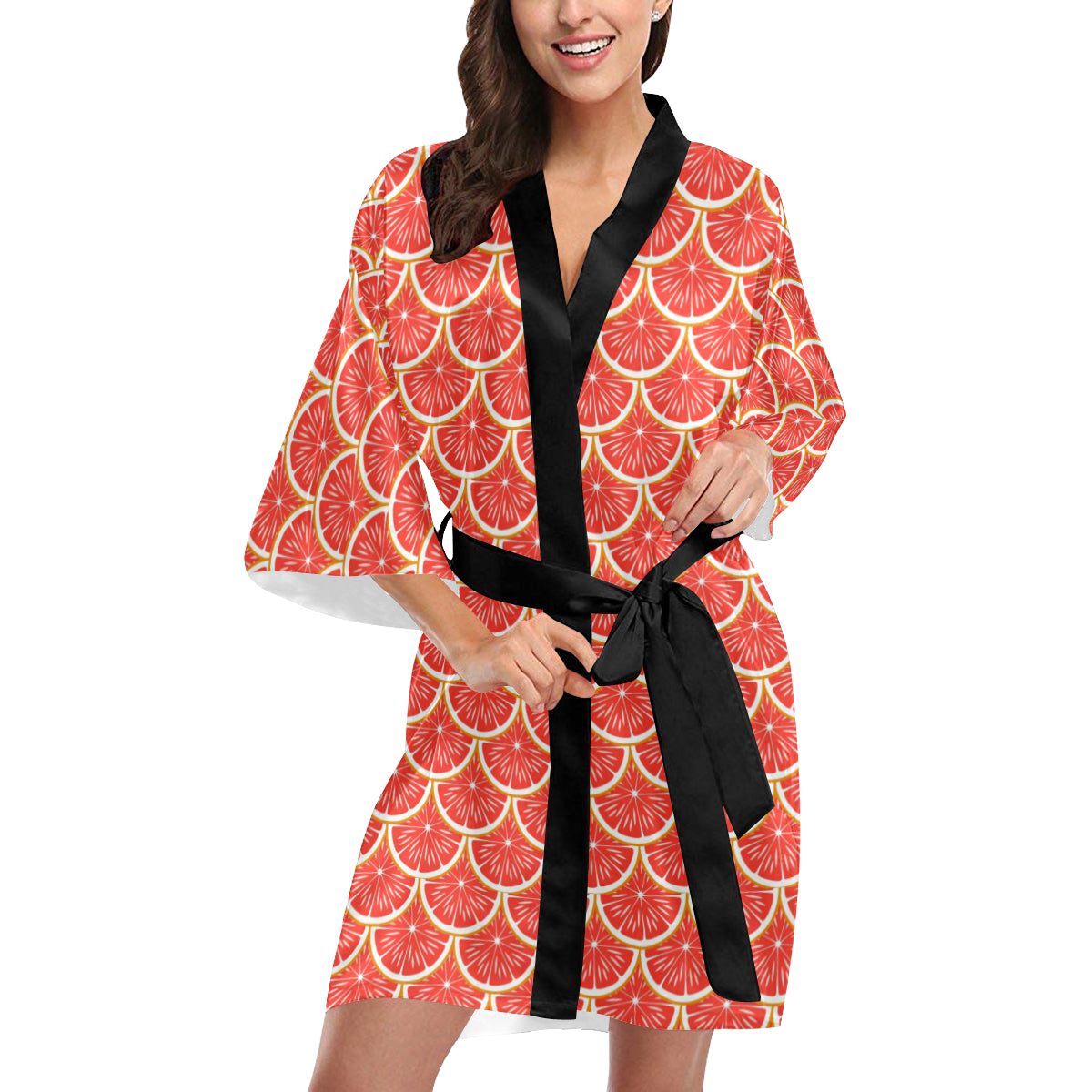 Grapefruit Pattern Print Design GF07 Women's Short Kimono