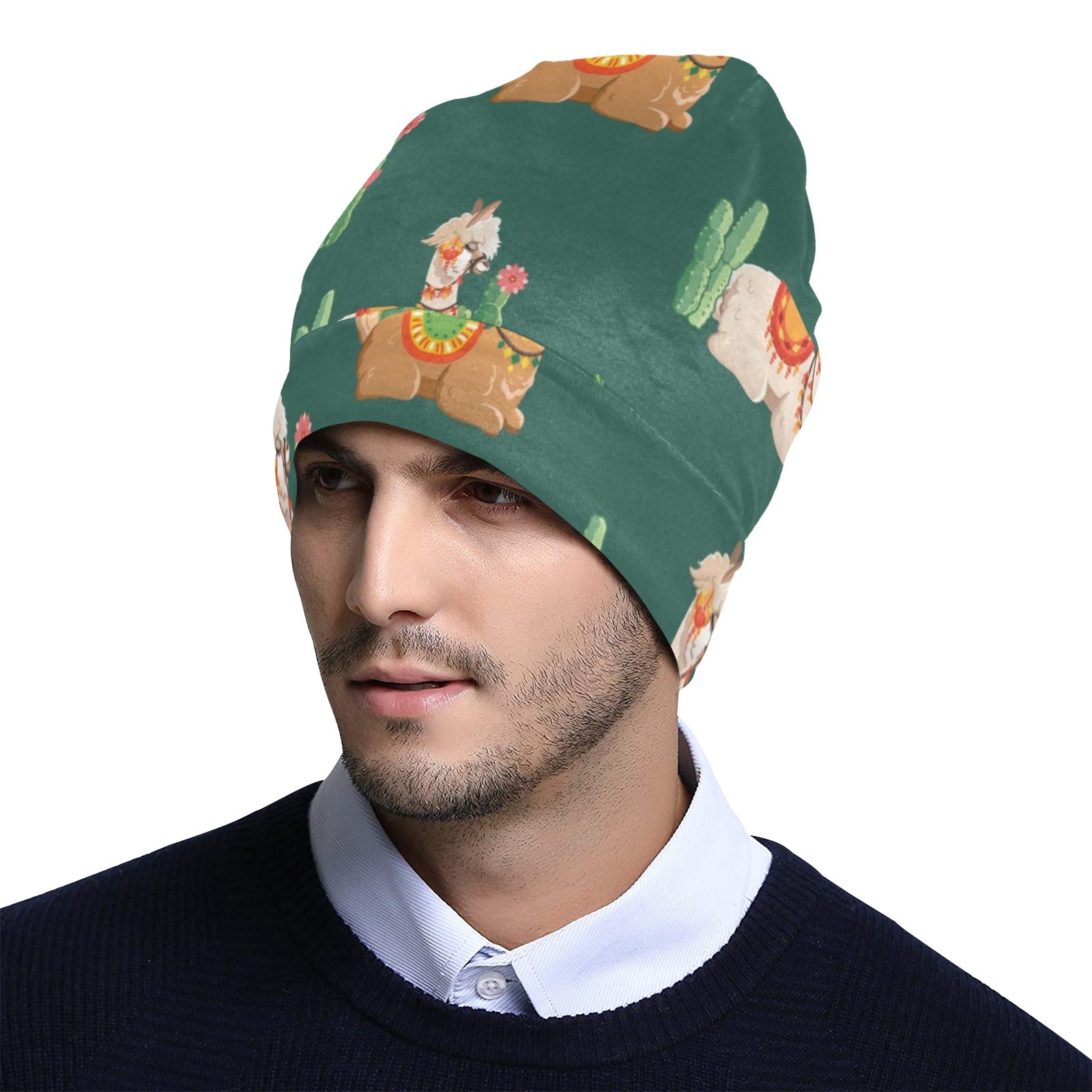 Llama Cactus Pattern Print Design 07 Unisex Beanie